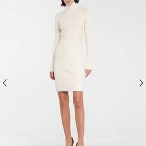 NWOT Wolford Size Small Wool Blend Ribbed Turtleneck Dress Ecrue
